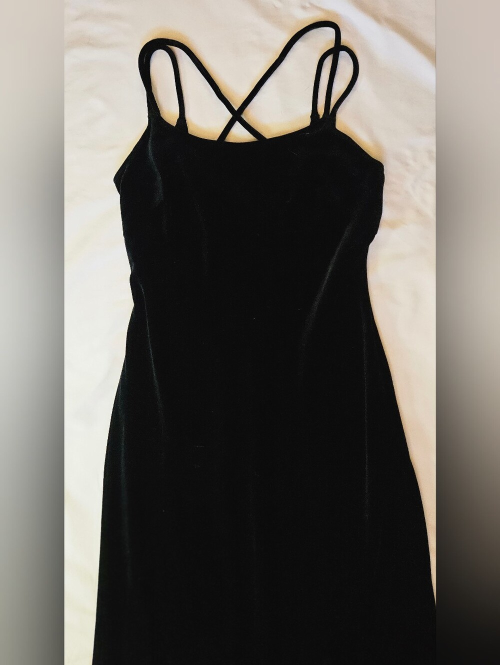 Steppin Out Womens Black Velvet Feel Thin Cross Strap Maxi Dress Size Medium - Picture 5 of 14